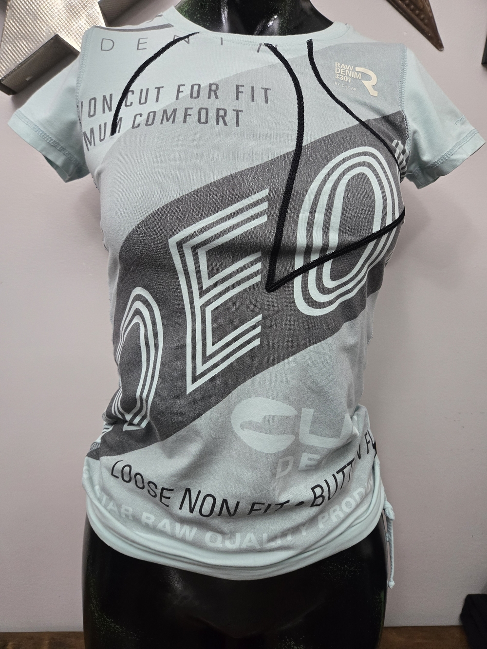 G-Star Light Aqua Graphic Short Sleeve Tee with Gray Print